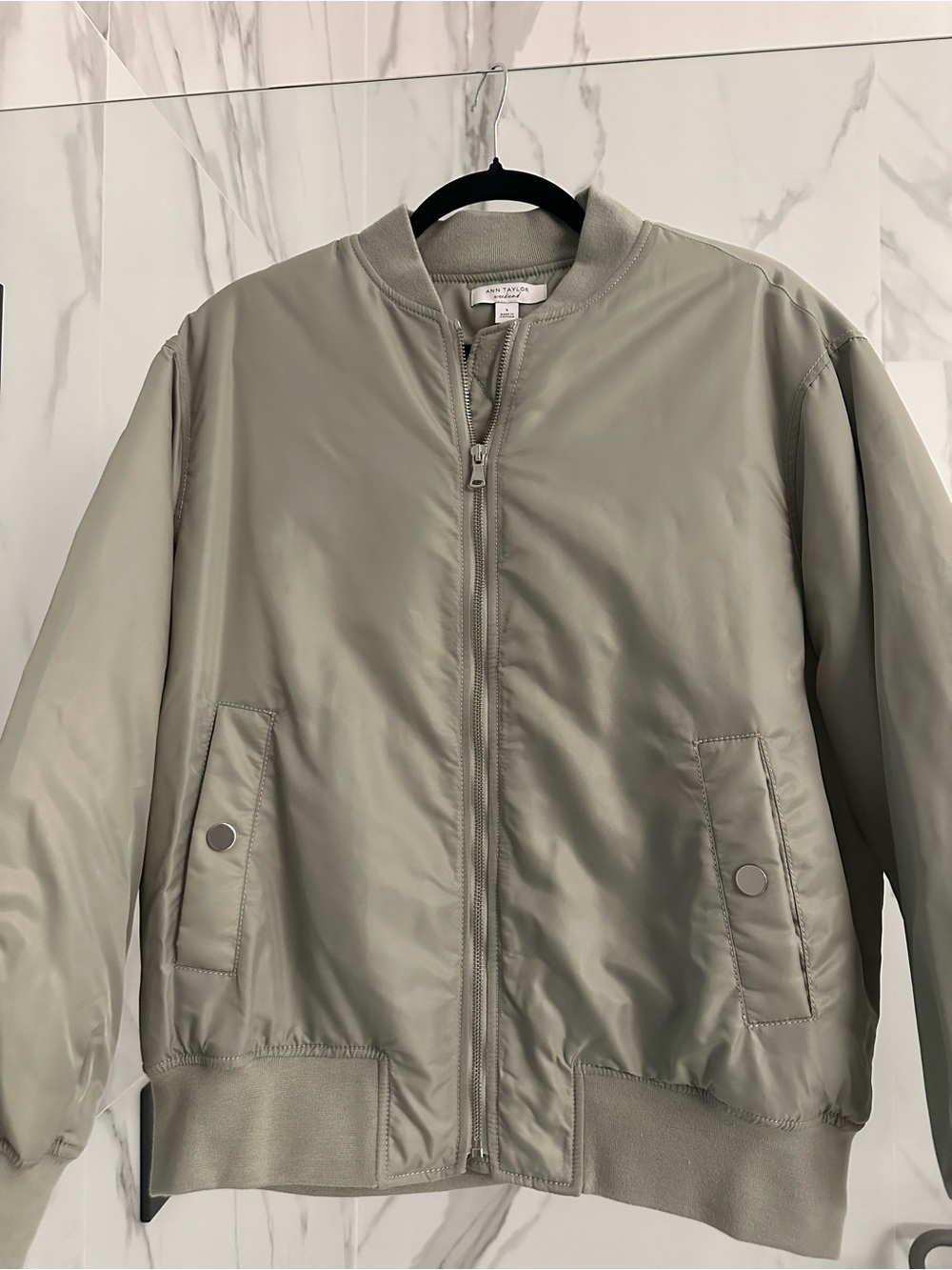NWT Ann Taylor Weekend Sage Green Bomber Jacket